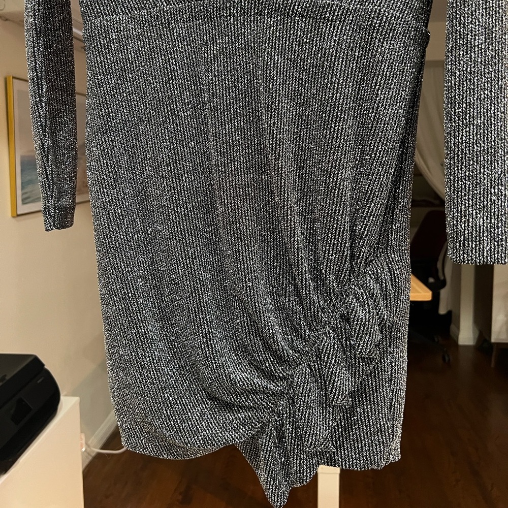 Noize Ruffled Wrap-effect Metallic Ribbed-knit Mini Dress - Picture 7 of 11